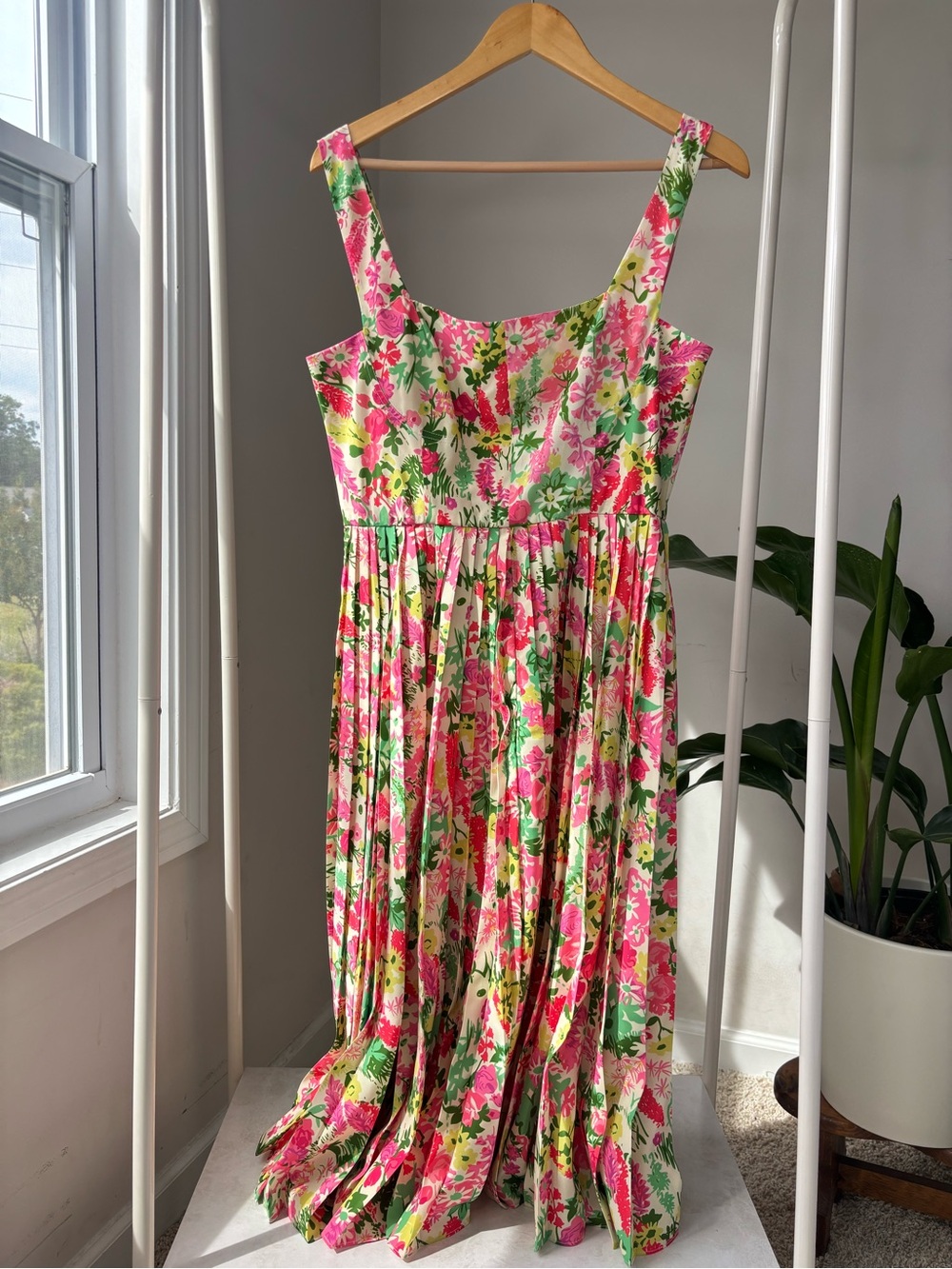 Tuckernuck Fiora Floral Pleat Fit And Flare Dress Womens Multicolor Large NWT M3 - Picture 7 of 8